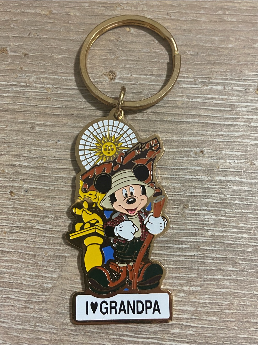 Disney Mickey Mouse I ♥ Grandpa Keychain - Gold, Black, White, Yellow, Brown